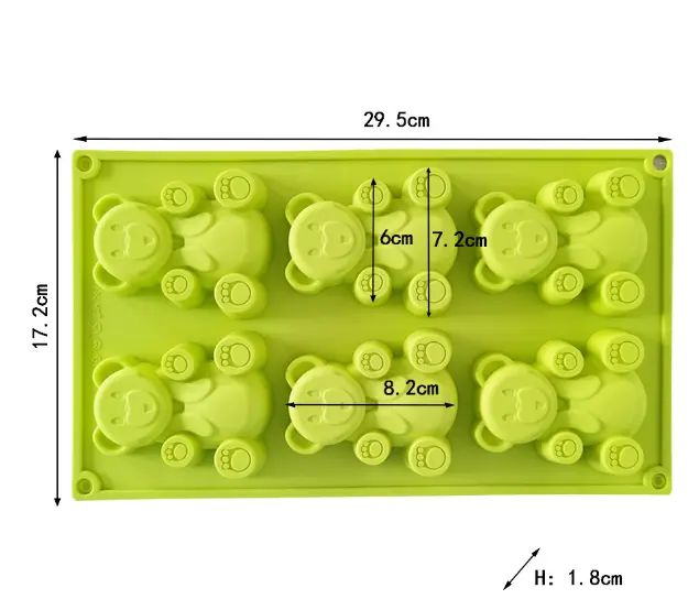 6 cavity Cute Teddy bear silicone mould