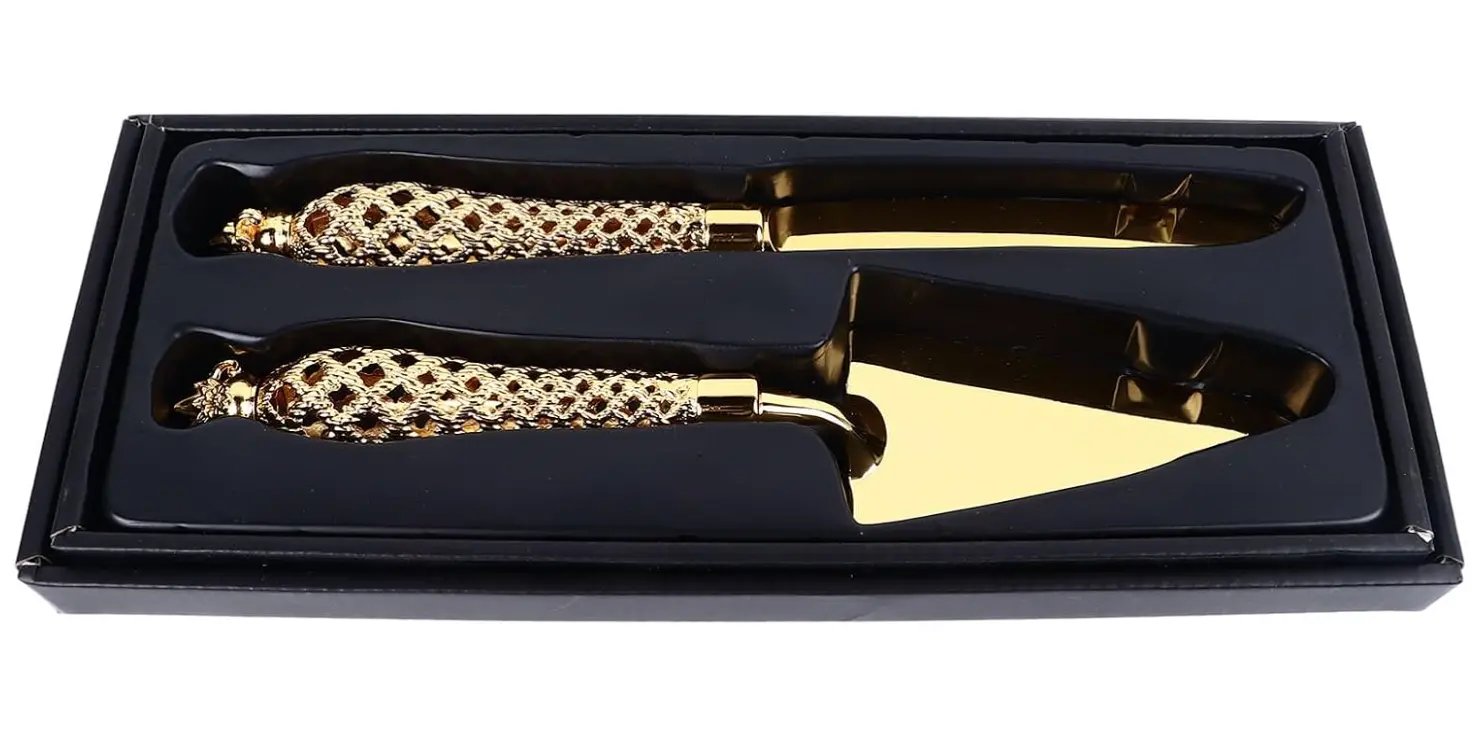 2 pcs Vintage Engraved Cake knife set
