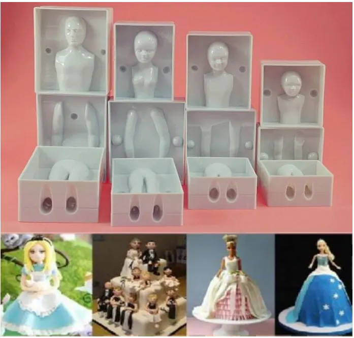 1 Set 3D Human Body Fondant Cake Decorating Tool Handmade Craft Clay Dolls mould set