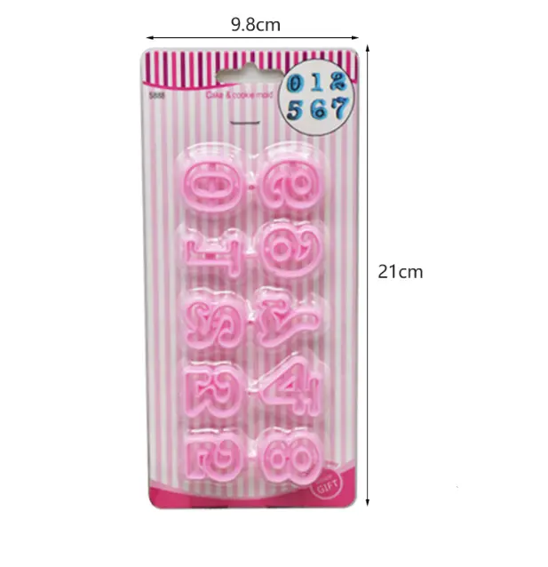 Plastic 10 pcs Number Cake and Cookie Stamping Set Plastic Fondant Cutter