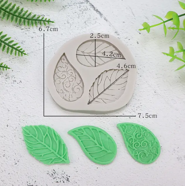 3 Cavity texture Leaf Design DIY Silicone Mould