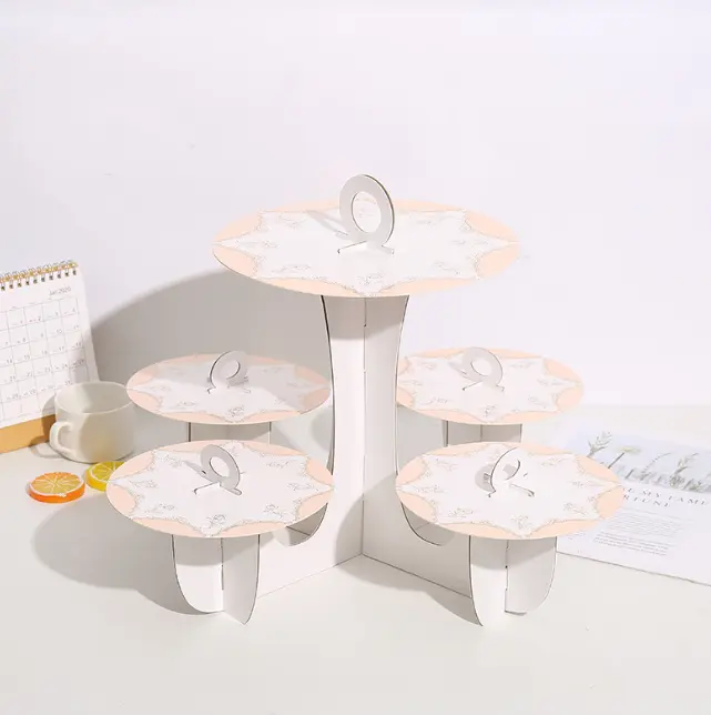5 Plates Cupcake Display Stand Cake Holder Cupcake stand ( Peach )