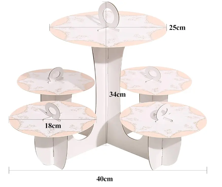 5 Plates Cupcake Display Stand Cake Holder Cupcake stand ( Peach )