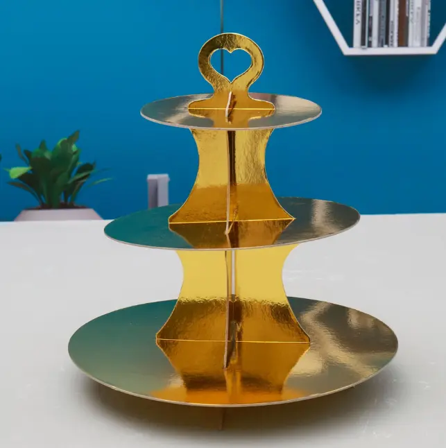 3 Tiers Cupcake Stand Paper Cake Holder Cupcake stand ( Gold )