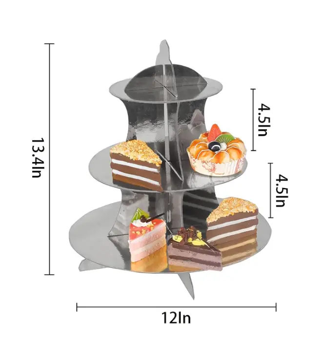 3 Tiers Cupcake Stand Paper Cake Holder Cupcake stand ( Silver )