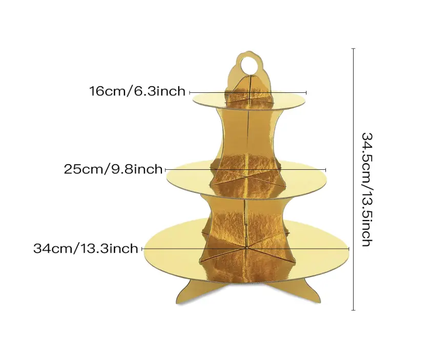 3 Tiers Cupcake Stand Paper Cake Holder Cupcake stand ( Gold )