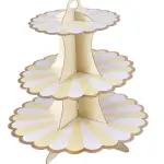 3 Tiers Cupcake Stand Paper Cake Holder Cupcake stand ( White & yellow )