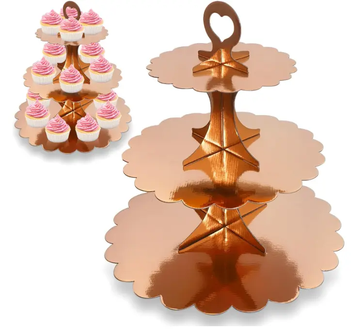 3 Tiers Cupcake Stand Cardboard Cake Holder Cupcake stand ( Rose gold )