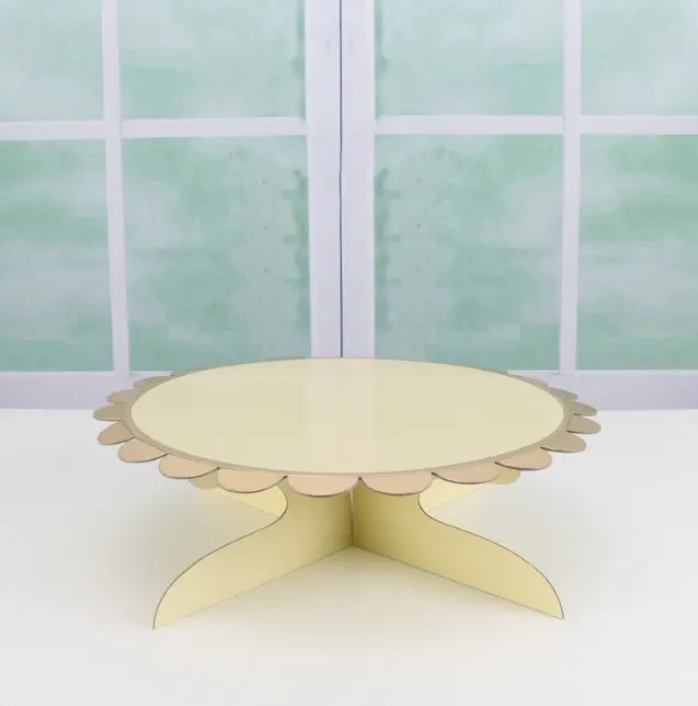 1 pcs Cake Stand Cardboard with Golden Boarder cake stand (Yellow)