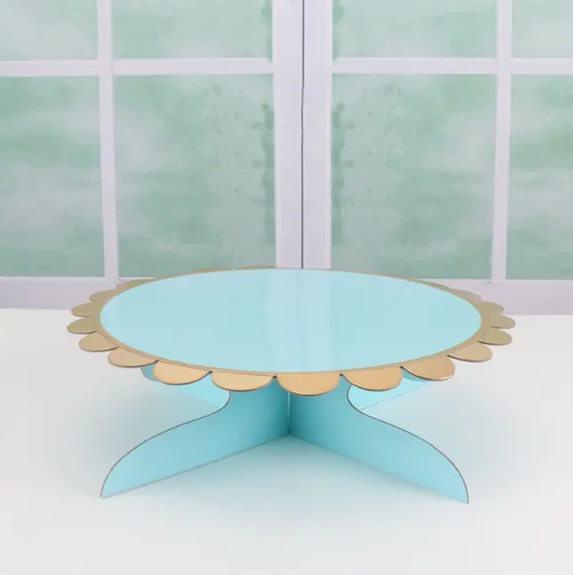 1 pcs Cake Stand Cardboard with Golden Boarder cake stand (Blue)