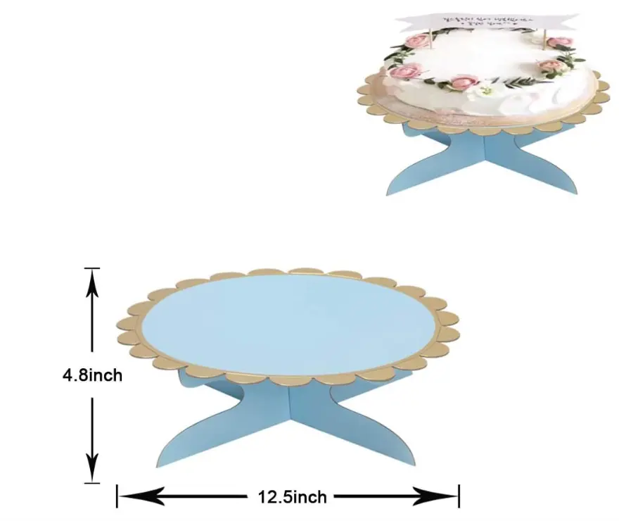 1 pcs Cake Stand Cardboard with Golden Boarder cake stand (Blue)