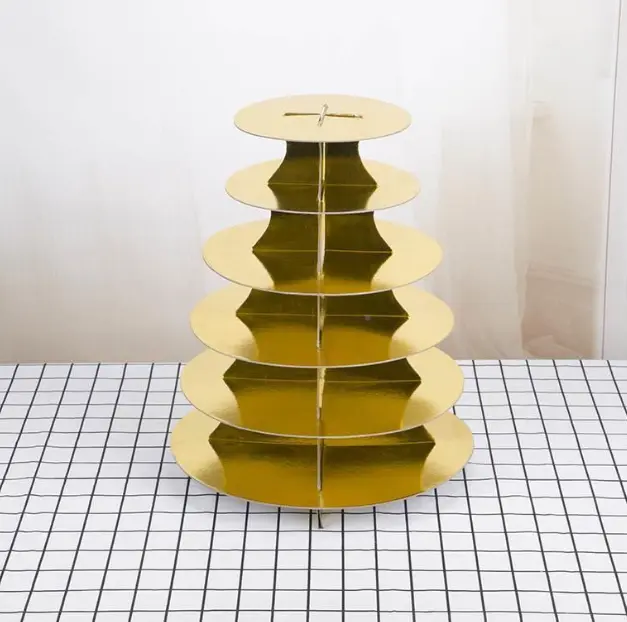6 Tiers Cake Cupcake Stand Cardboard stand (Gold )