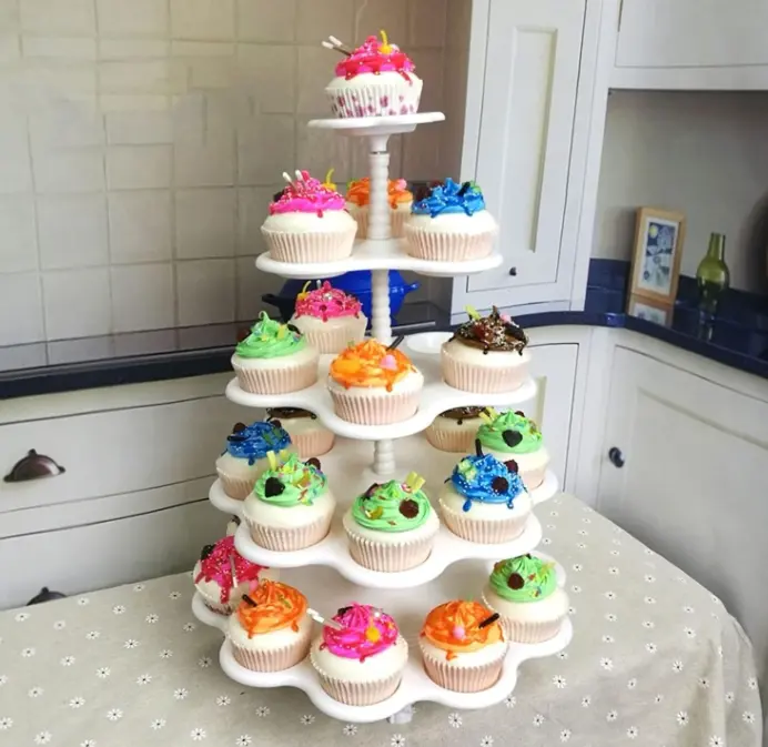 5 Tier White Cupcake Stand for 27 Dessert Cake Display