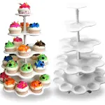 5 Tier White Cupcake Stand for 27 Dessert Cake Display