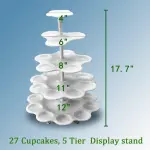 5 Tier White Cupcake Stand for 27 Dessert Cake Display