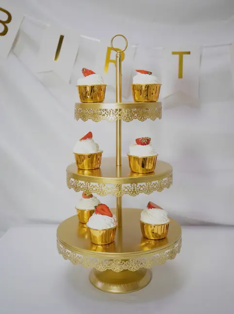3 Tier Gold Iron Cupcake stand