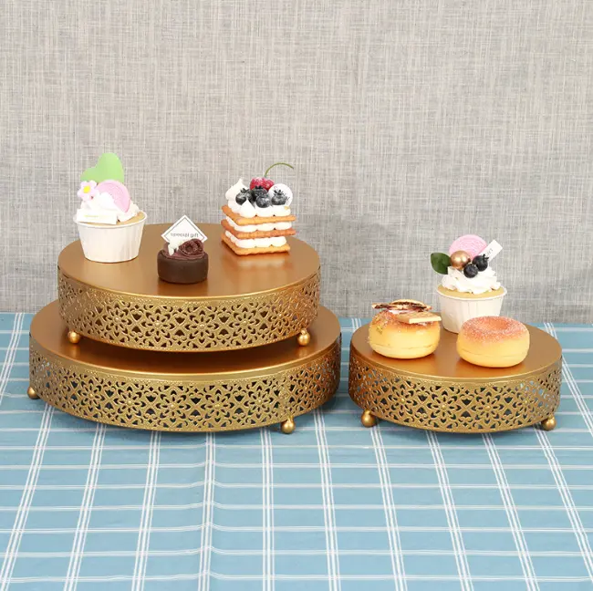 3 pcs Classic Gold Cake Stand,7.8''/9.8''/11.8'' Cake Stands for Dessert Table set