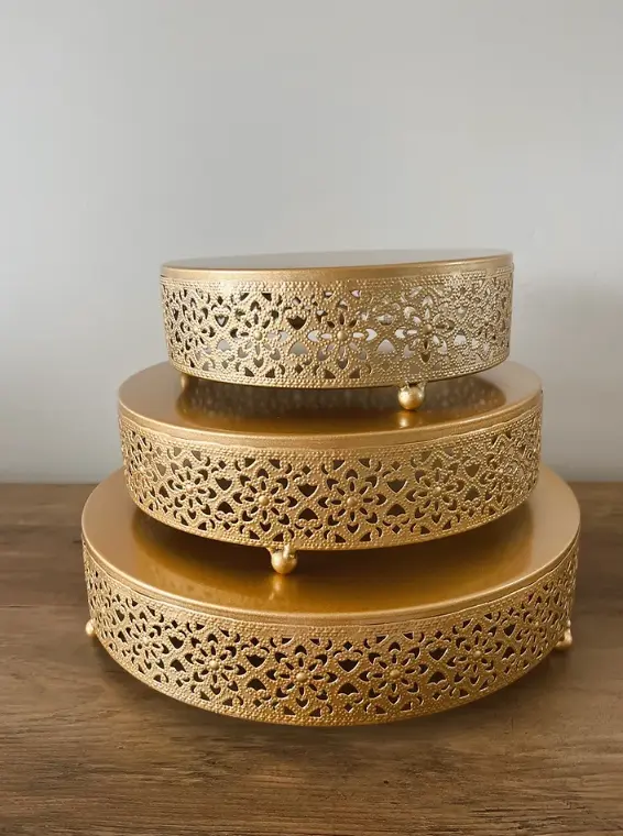 3 pcs Classic Gold Cake Stand,7.8''/9.8''/11.8'' Cake Stands for Dessert Table set