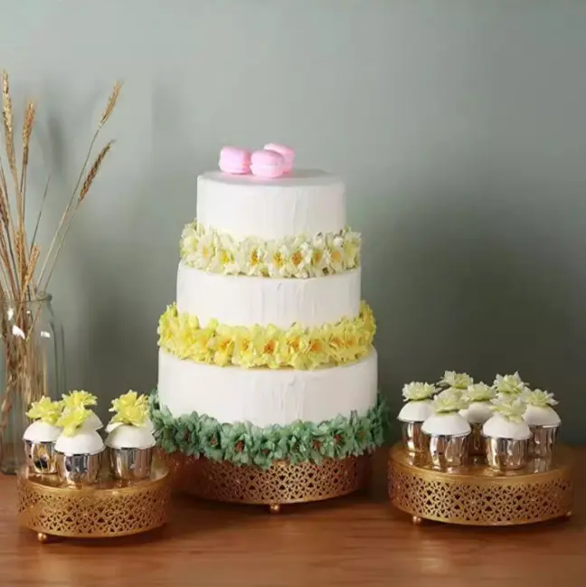 3 pcs Classic Gold Cake Stand,7.8''/9.8''/11.8'' Cake Stands for Dessert Table set