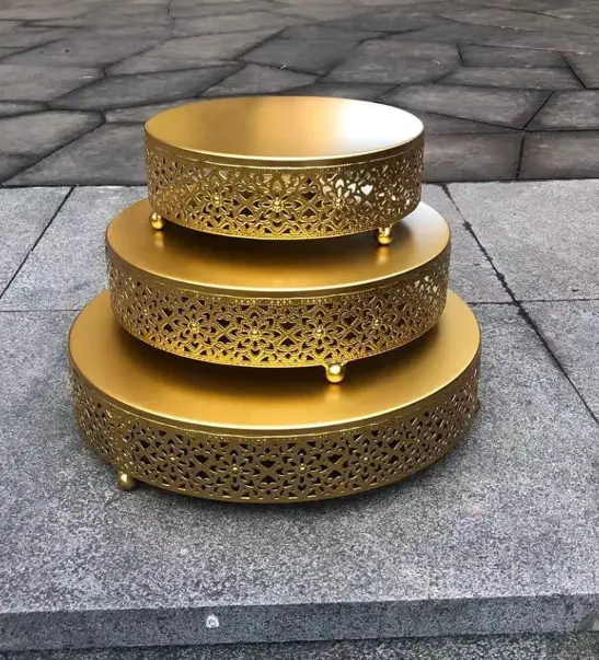 3 pcs Classic Gold Cake Stand,7.8''/9.8''/11.8'' Cake Stands for Dessert Table set