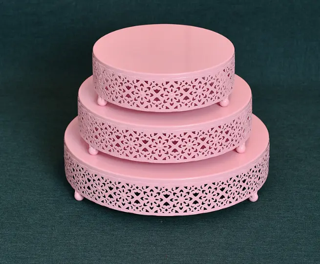3 pcs Classic Pink Cake Stand,7.8''/9.8''/11.8'' Cake Stands for Dessert Table set