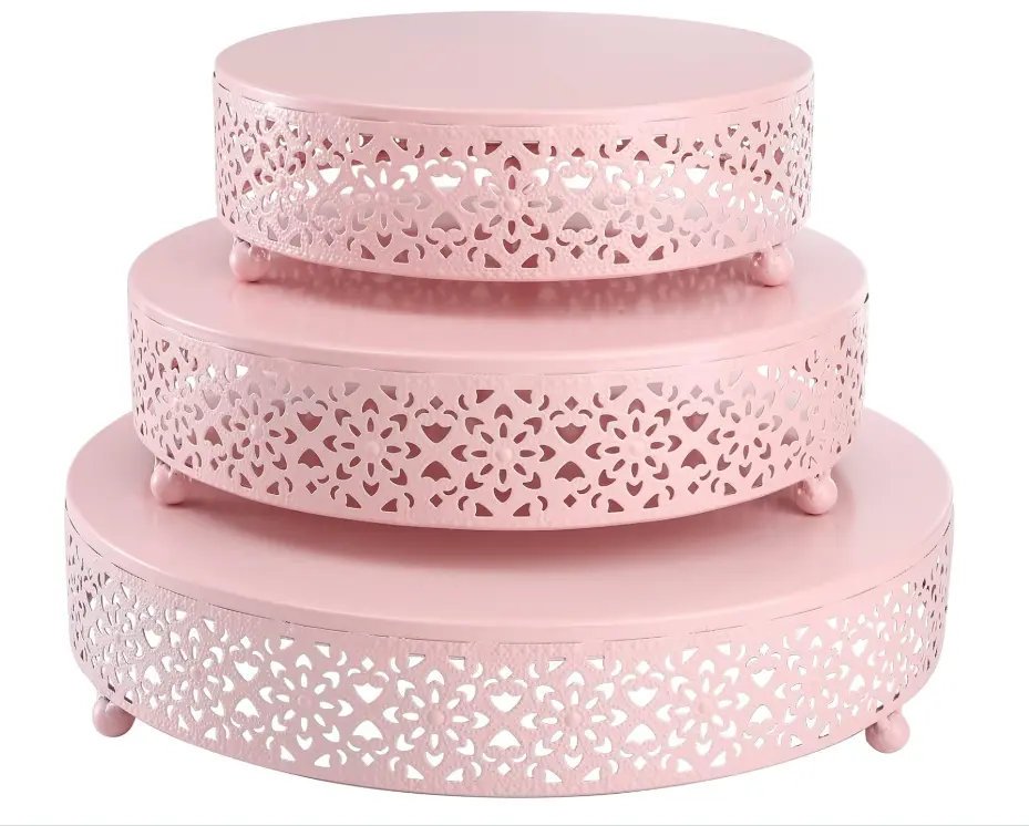 3 pcs Classic Pink Cake Stand,7.8''/9.8''/11.8'' Cake Stands for Dessert Table set