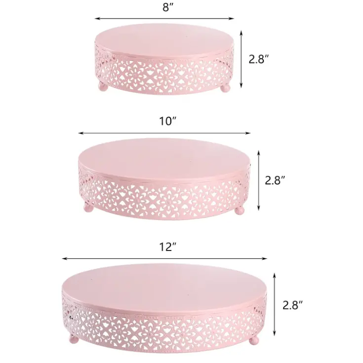 3 pcs Classic Pink Cake Stand,7.8''/9.8''/11.8'' Cake Stands for Dessert Table set