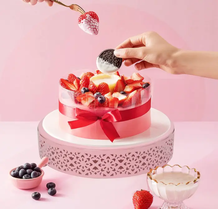3 pcs Classic Pink Cake Stand,7.8''/9.8''/11.8'' Cake Stands for Dessert Table set