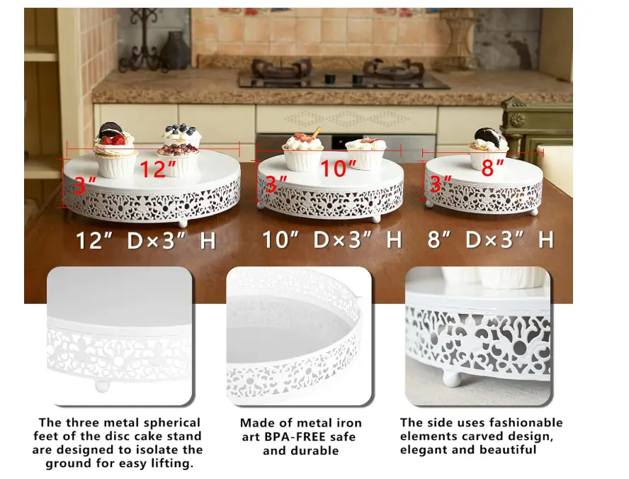 3 pcs Classic White Cake Stand,7.8''/9.8''/11.8'' Cake Stands for Dessert Table set