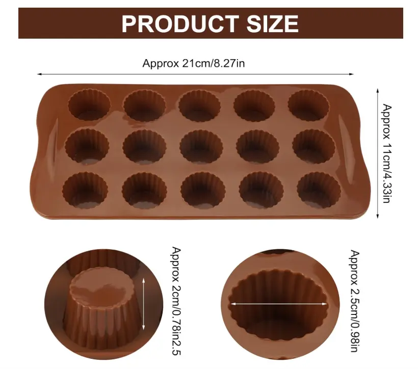 15 Cavity Round Cylinder Silicon Chocolate Mould