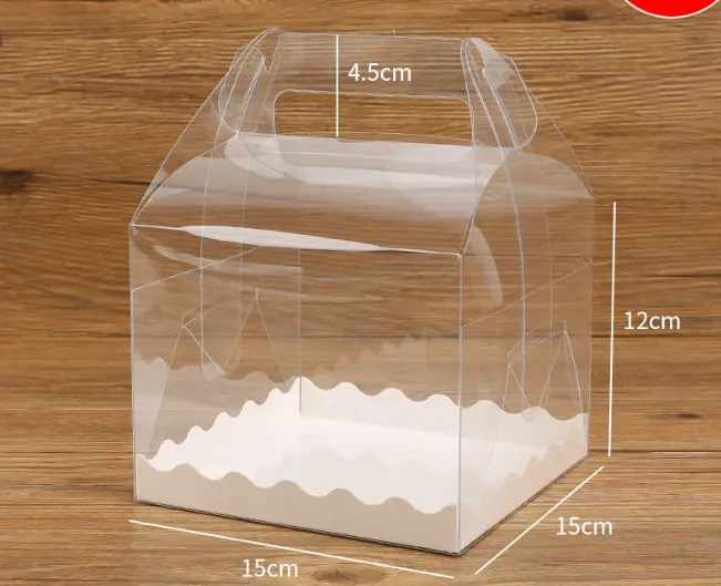1 Pcs Transparent cake Box with Tray (15 x 15 X 12 cm )