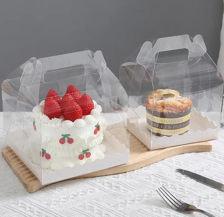 1 Pcs Transparent cake Box with Tray (15 x 15 X 12 cm )