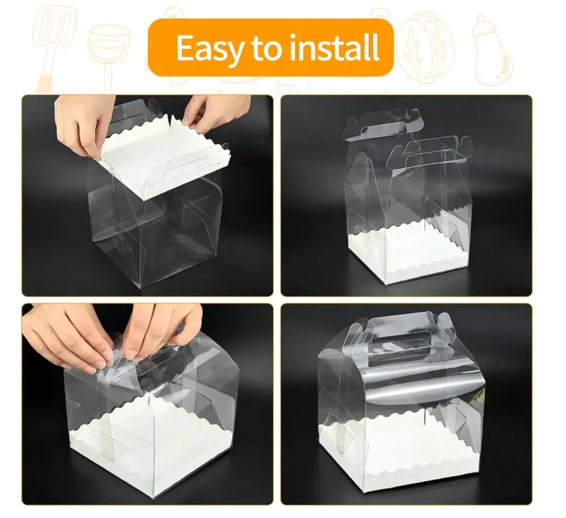 1 Pcs Transparent cake Box with Tray (13 x 8 X 8 cm )