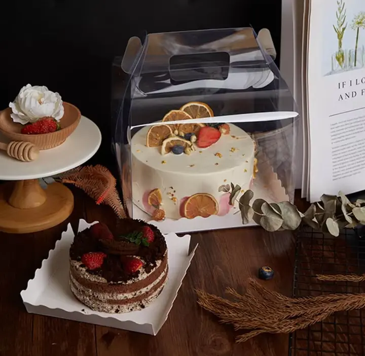 1 Pcs Transparent cake Box with Tray (13 x 13 X 12 cm )
