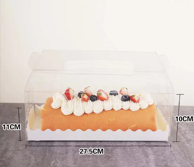 1 Pcs Transparent cake Box with Tray (27 x 11 X 8 cm )