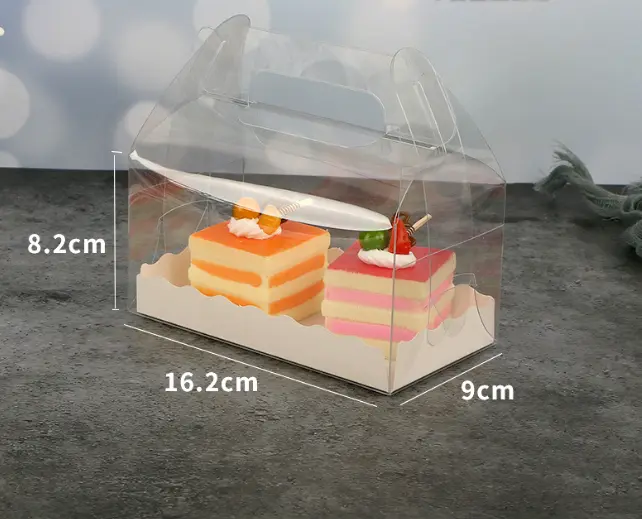 1 Pcs Transparent cake Box with Tray (16 x 9 X 8 cm )