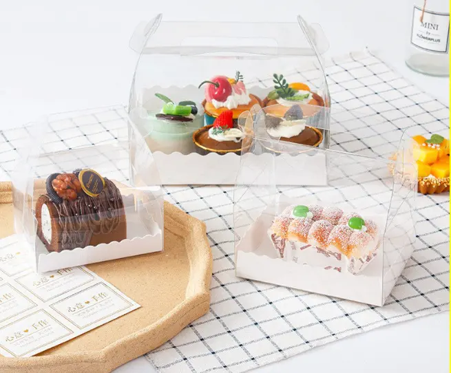 1 Pcs Transparent cake Box with Tray (16 x 9 X 8 cm )