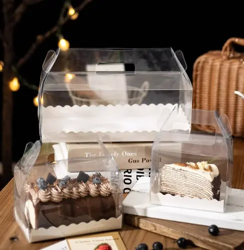 1 Pcs Transparent cake Box with Tray (27 x 11 X 8 cm )