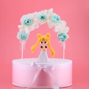 1 pcs Large Flower Garland flower cake topper ( Colour Blue )