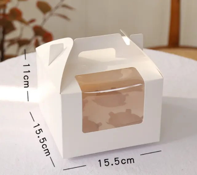 2/4/6/12 cavity Cup cake Box with handle and separate cup tray - 4 cavity