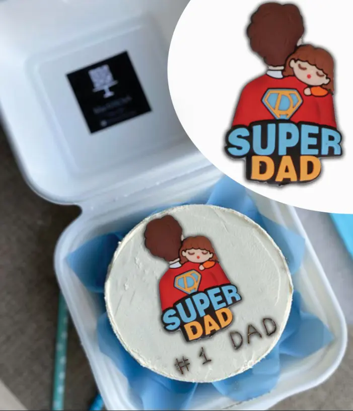 Super Dad Father Daughter Love cake Toy topper