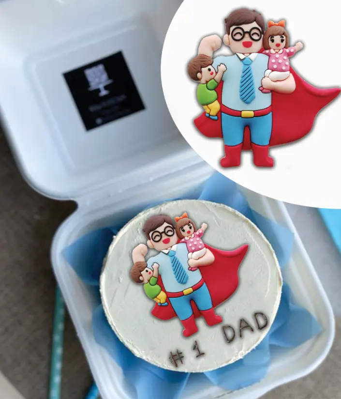 Family Super Father Daughter son Love cake Toy topper