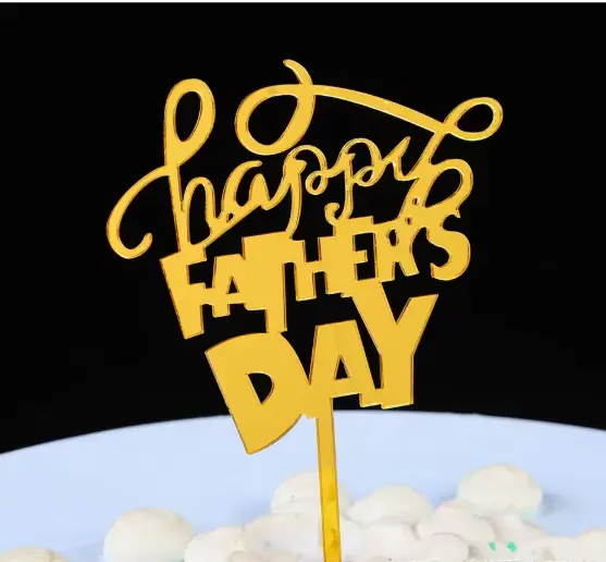 Happy Fathers day cake topper Style 2 - Gold