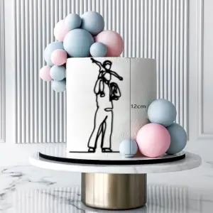 Father Holding Child outline acrylic cutout cake topper Style 4