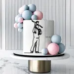 Father Holding Child outline acrylic cutout cake topper Style 4