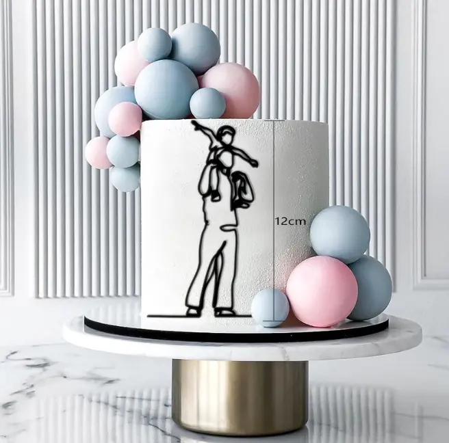 Father Holding Child outline acrylic cutout cake topper Style 4
