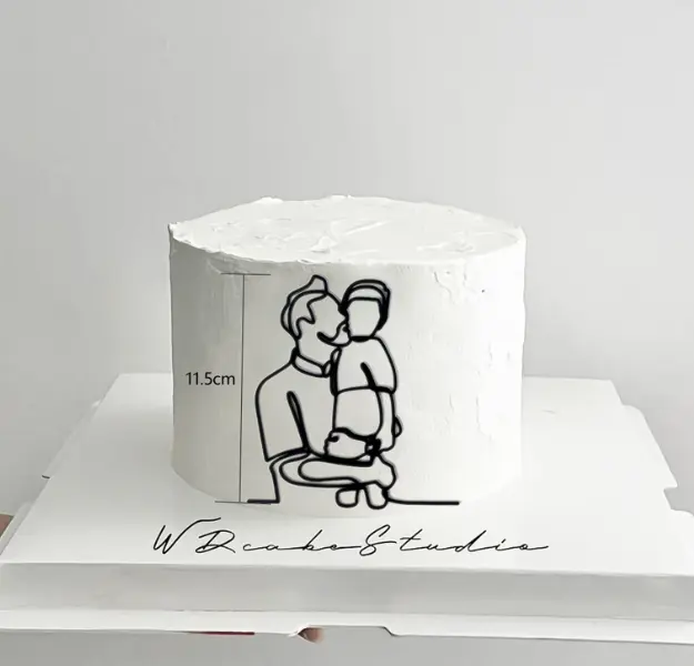 Father Holding Child outline acrylic cutout cake topper Style 1
