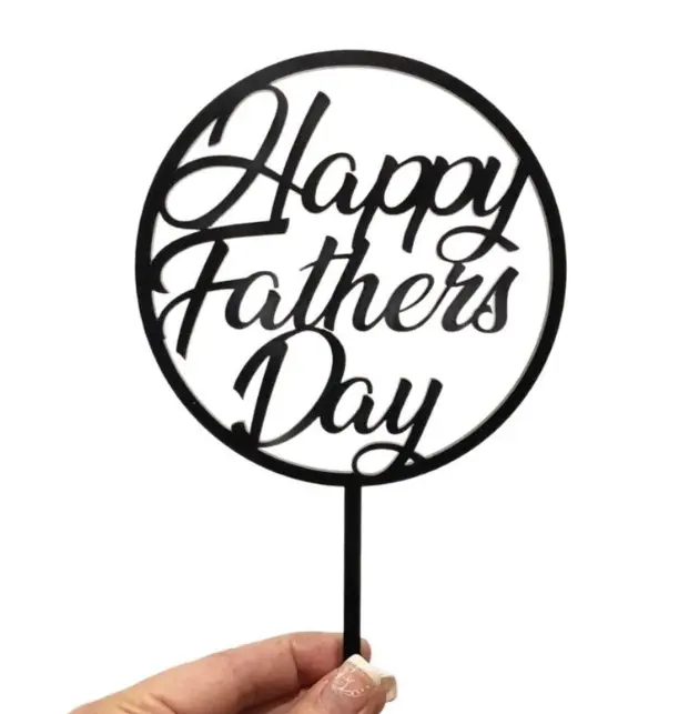 Happy Fathers day Round cake topper - Black