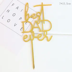 Best Dad Ever cake topper Style 18 - Gold
