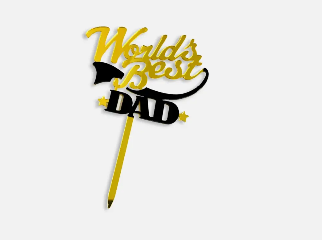 Double Acrylic World Best Dad cake topper